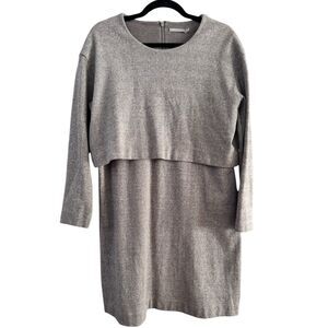 COS Light Gray Ponte Knit Long Sleeve Knee Length Sheath Dress Size Medium